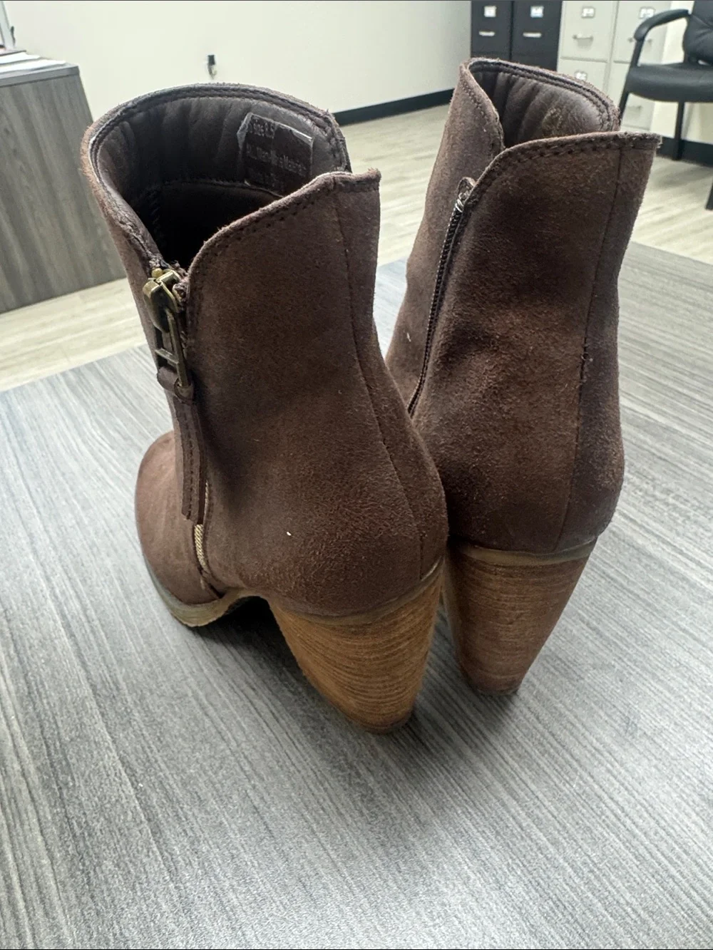 Brown Suede Wedge Ankle Boots - Women size 8.5